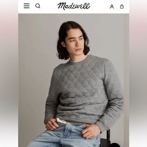 Madewell Men's Quilted Crewneck Sweater - Gray